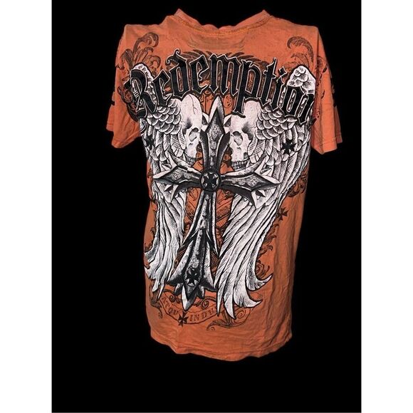 VINTAGE RARE Raw State Cross Wing Grunge Cyber Y2K Style T-Shirt Short Sleeve Te - Picture 1 of 15